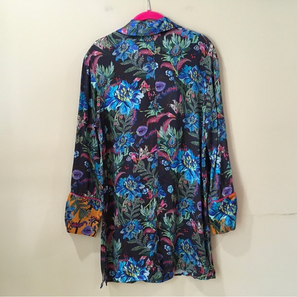 H&M Women's Blazer Dress Tropical Floral Blue Printed Size 2 New - Picture 2 of 8